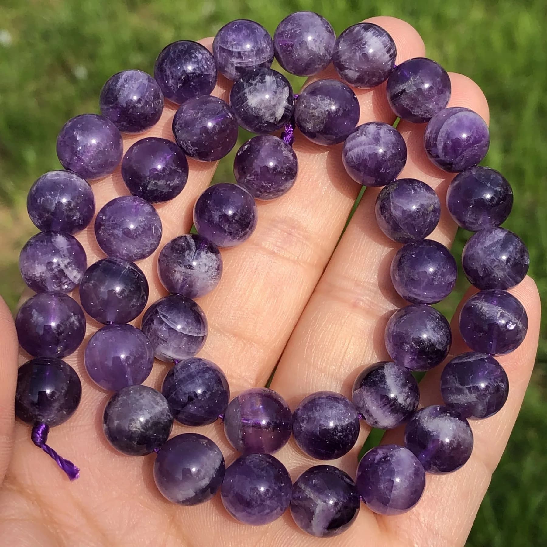Natural Stone Dream Purple Crystals Amethysts Beads Round Loose Spacer Beads For Jewelry Making DIY Woman Bracelet 4/6/8/10/12mm