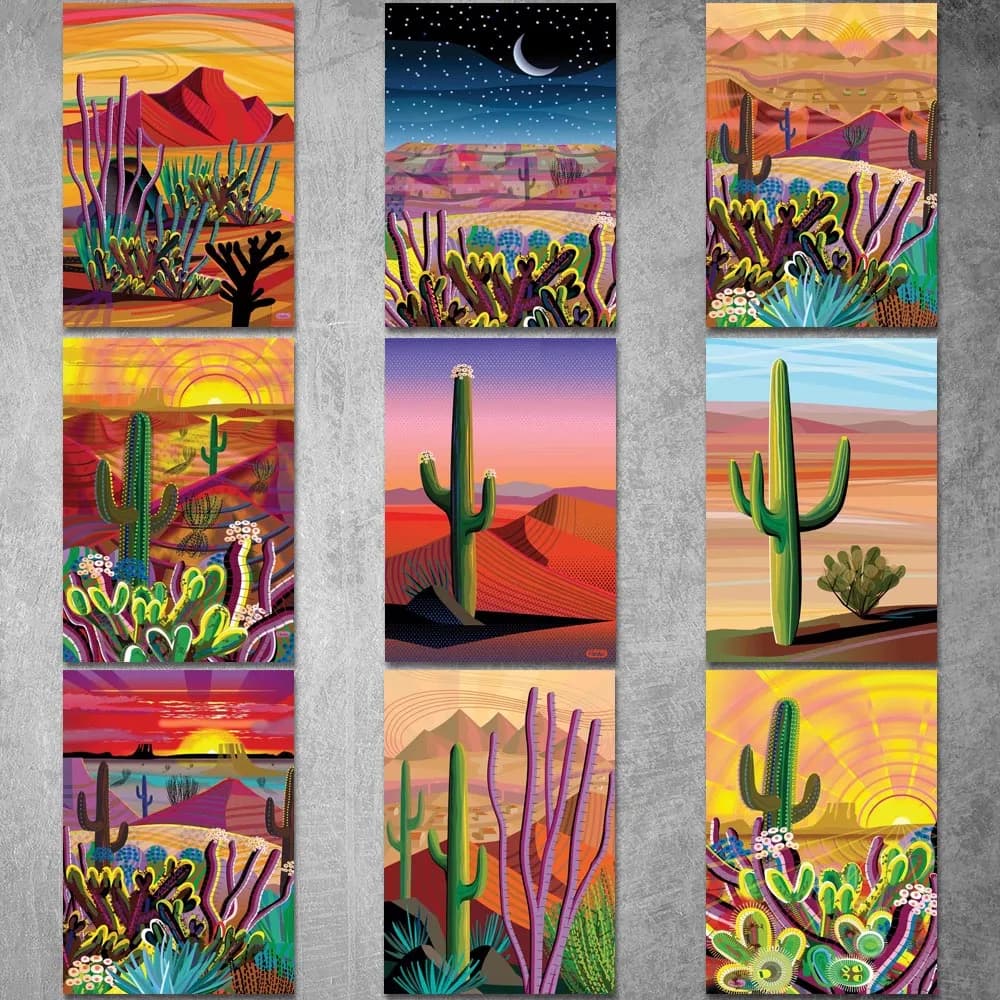 Painting on canvas Saguaro Blossom Sunset Poster and prints Wall art image for decoration of living room Without frame