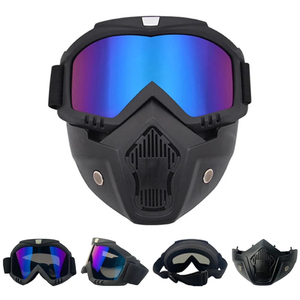Sci da esterno Maschera da snowboard Motoslitta Occhiali da sci Antivento Motocross Occhiali protettivi Occhiali di sicurezza con filtro per la bocca