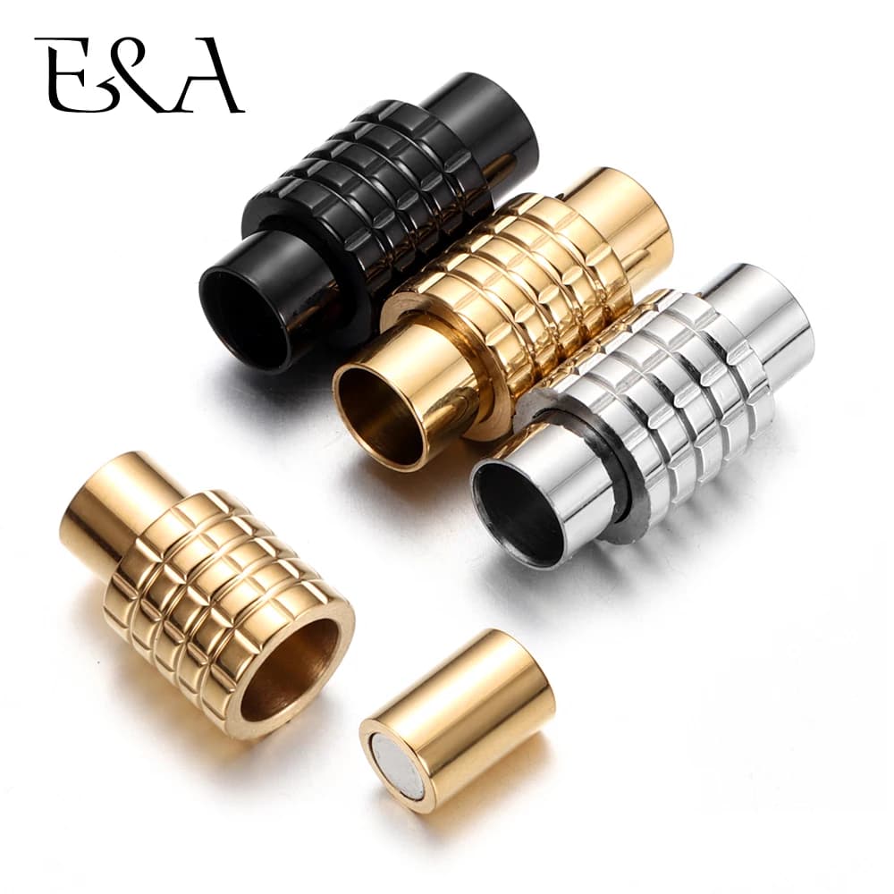 6mm Hole Size Stainless Steel Magnetic Clamps For Leather Cable Magnet Buckle Lace Bracelet Jewelry Accessories For DIY Creation