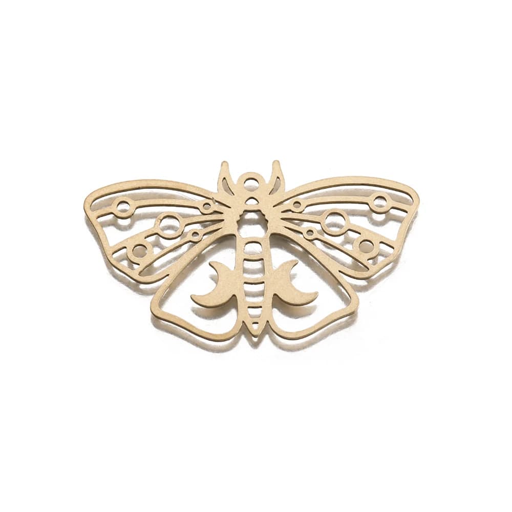 Charms farfalla falena in ottone grezzo con pendenti insetto Luna per gioielli Luna mistica fai-da-te orecchini zingari stregoneria creazione collana