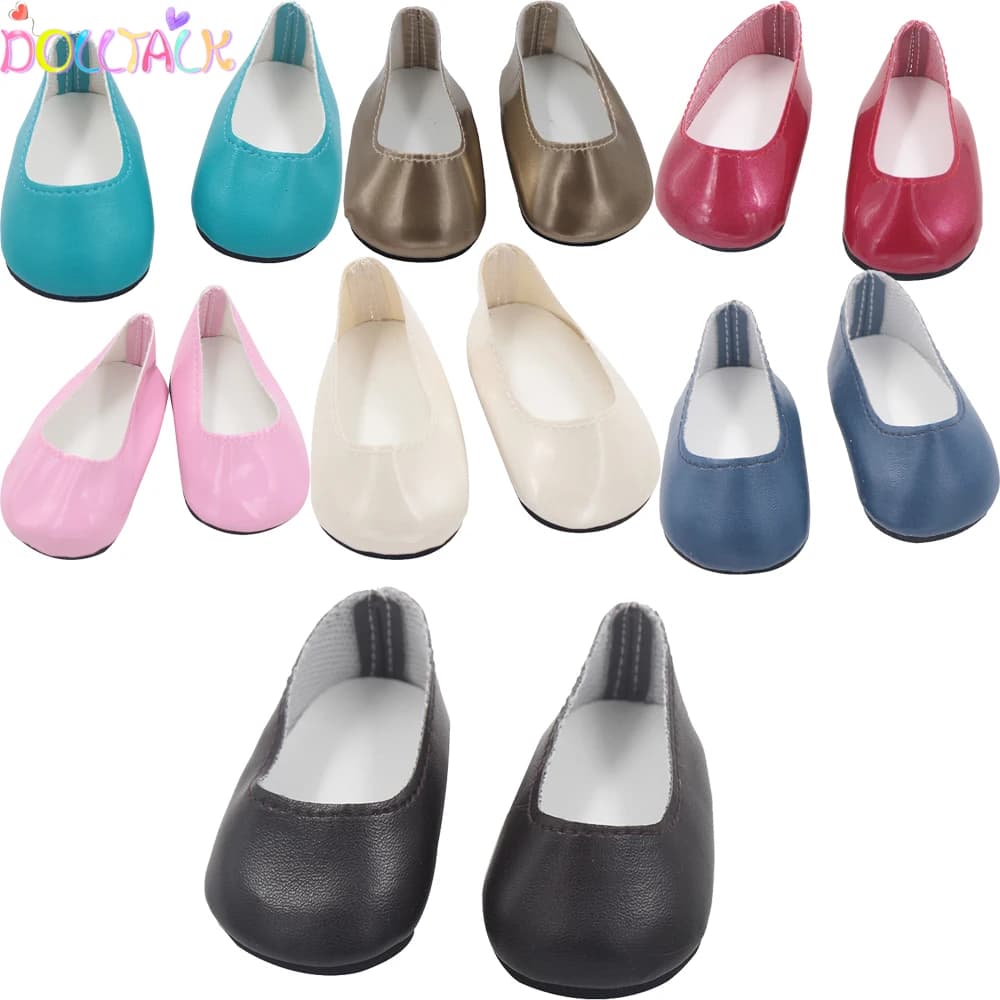 Scarpe economiche da 7 cm per bambola americana Fashion Girl Accessori per bambole da 18 pollici Scarpe adatte per bambole russe fatte a mano BJD Miglior regalo per bambini