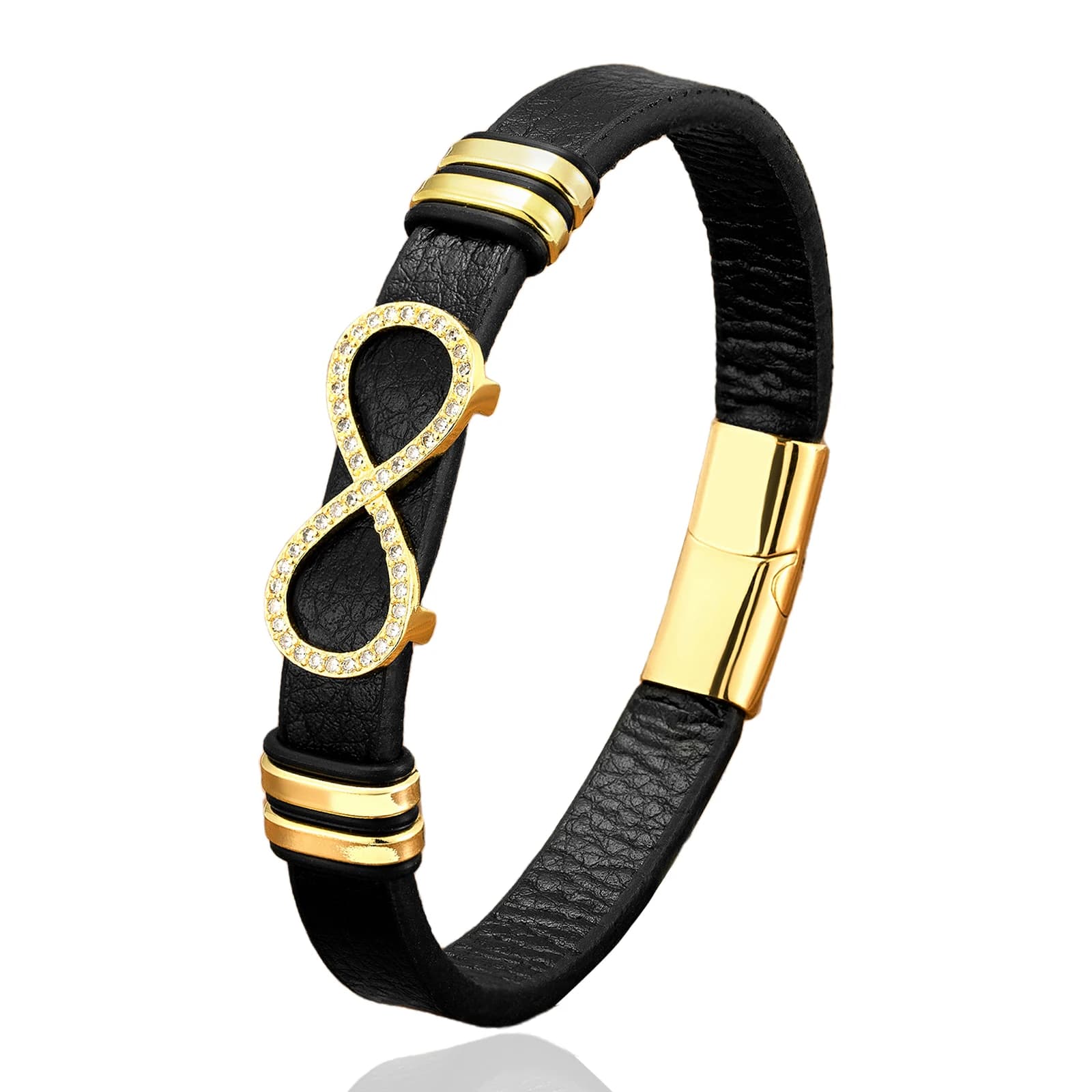 Moda corda di cuoio catena in acciaio inossidabile chiusura braccialetto braccialetto per le donne fascino insetto croce CZ braccialetto gioielli amico regalo