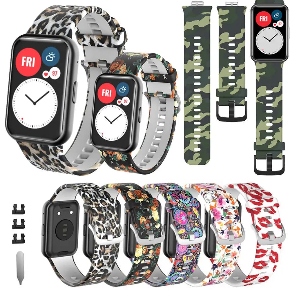 Cinturino in silicone impermeabile per Huawei Watch Fit Strap SmarBand cinturino da polso 2021 braccialetto correa accessori per la stampa con strumento