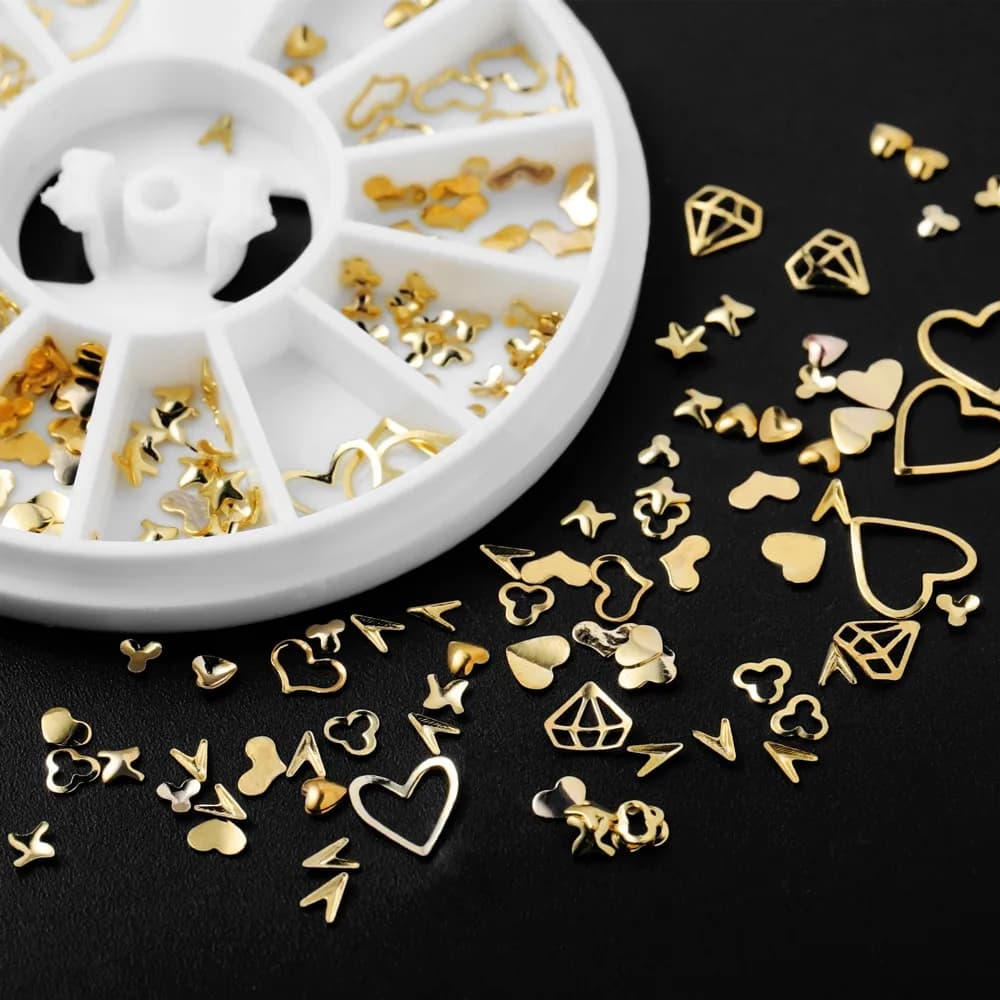 1 scatola di oro nail art glitter metallo 3D mix cornice gioielli riempimento resina UV stampo epossidico creazione di materiale di riempimento per gioielli artigianali fai da te