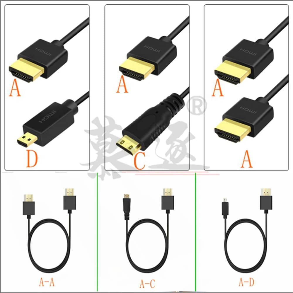 Cavo ultra sottile sottile hdmicable maschio a Mini Micro HDTV compatibile maschio Super morbido sottile OD 3.0 2k * 4k hd @ 60hz 30 cm/60 cm/1 m