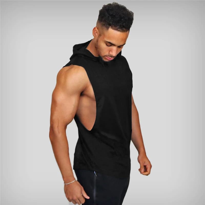 Di nuovo modo del cotone senza maniche camicie palestra serbatoio con cappuccio top degli uomini di Forma Fisica Della Maglia Solido Bodybuilding canottiere di allenamento tanktop uomini
