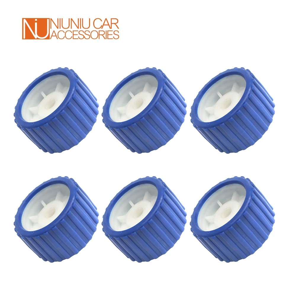 6PCS EVA + PP Boat trailer 5 inch blue sea ribbed roller 8MM hole soft roller swinging shaft parts accessories