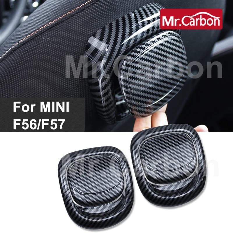 Copertura della maniglia dello schienale del sedile dell'auto guscio protettivo adesivo in carbonio per MINI Cooper S JCW F56 F57 accessori per lo Styling interno