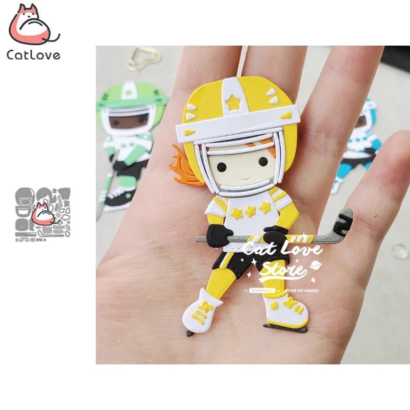 Catlove Ragazza giocatore di hockey su ghiaccio Metallo Fustelle Scrapbooking Stampo Stencil Die Cut Carta Mestiere Goffratura Nuovi Muore Per Il 2020
