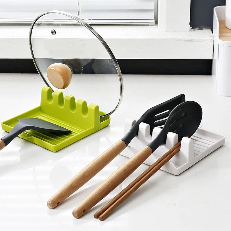 Portacucchiaio da cucina Forchetta Spatola Rack Scaffale Organizzatore Porta cucchiaio in plastica Porta bacchette Cucchiai antiscivolo Pad Utensile da cucina