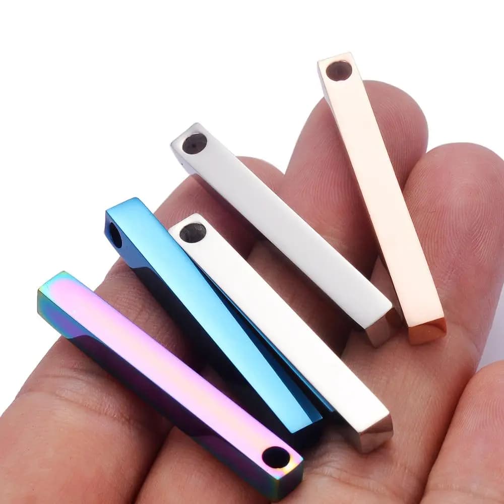 5pcs Unisex Stainless Steel Rectangle Bar Pendant for Name Making Necklace Jewelry Geometric Wholesale