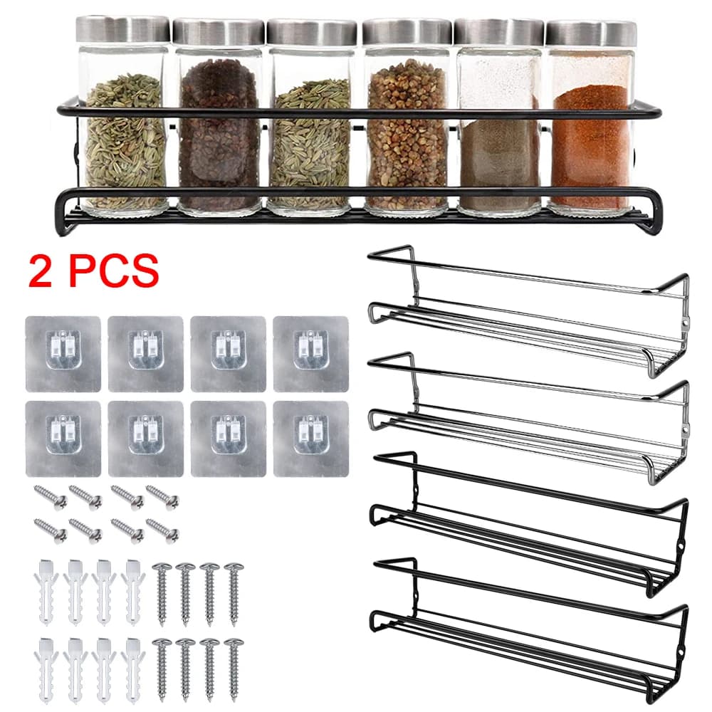 Kitchen organizer 2 pieces metal coat hangers for house restaurant shelves for wall dressing shelves for single layer spice jars