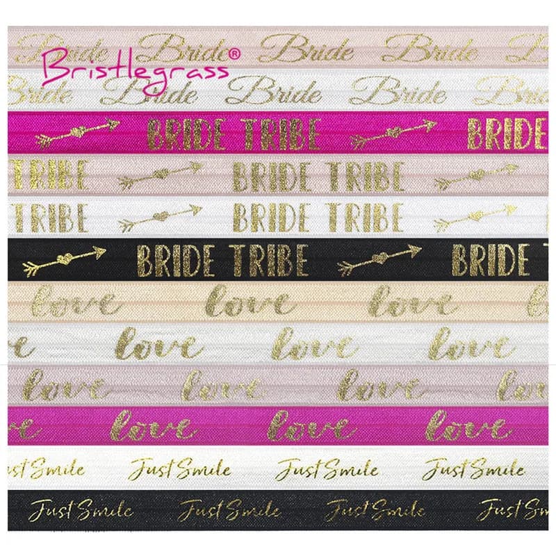 BRISTLEGRASS Elastico pieghevole FOE in spandex da 2 Yard 5/8" (15mm) con stampa leopardata e freccia d'amore, per capelli, braccialetti e rifiniture da cucire