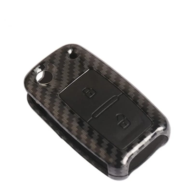 Flip key cases for 2 carbon fiber buttons for Volkswagen VW Amarok Polo Golf Mk4 Mk5 Bora Jetta Seat Alhambra Key Cover