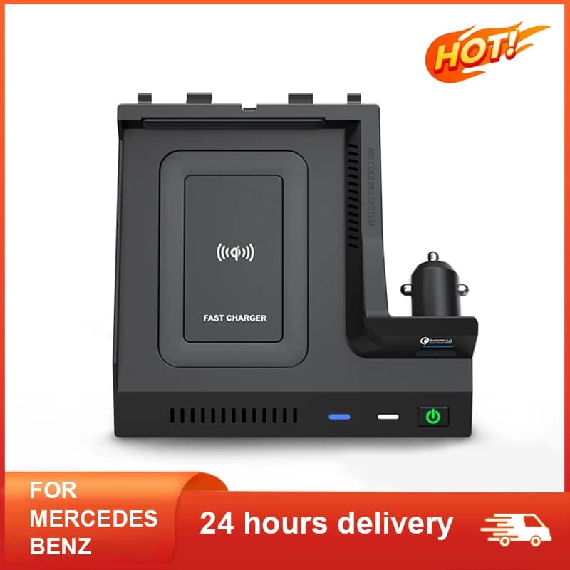 Caricabatterie per telefono con ricarica wireless per auto da 15W per Mercedes Benz W205 AMG C43 C63 AMG GLC 43 C63 X253 accessori di classe C
