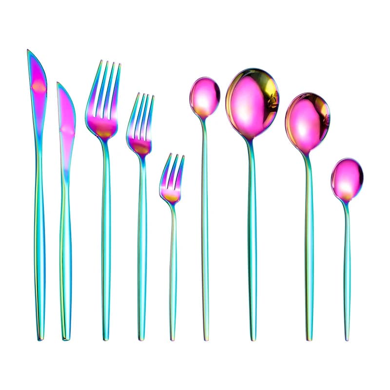 Cutlery set for rainbow cutlery Luxury stainless steel cutlery set 304 fork knife for kitchen knife house launch ship dining set