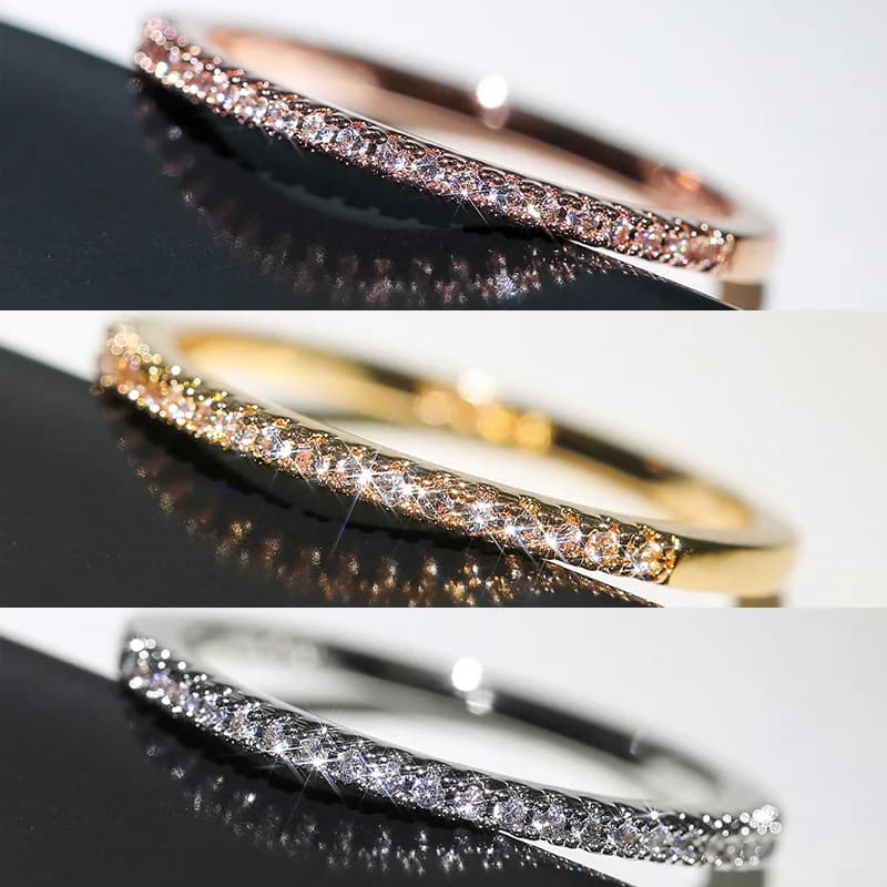 Huitan New minimalist slim rings for women Wedding Cubic zirconia Versatile jewelry for high quality female finger rings