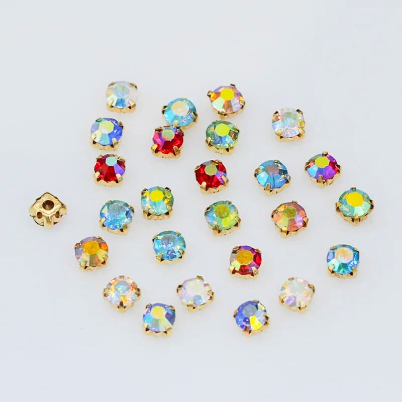 Lotti 3/4/5/6mm lucido AB cristallo cucire su strass cristallo per vestiti abito borsa artiglio cucito strass decorazione fai da te