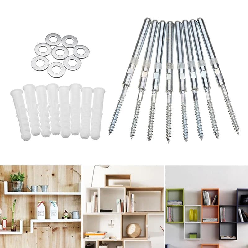 Support pin bracket for wall mounting in metal hidden from 8 pieces