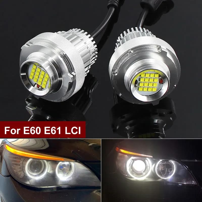 newcCanbus No Error Angel Eyes LED position lights 160W for BMW Series 5 E60 E61 LCI LED Halo Ring Lampadina car headlights Xenon White