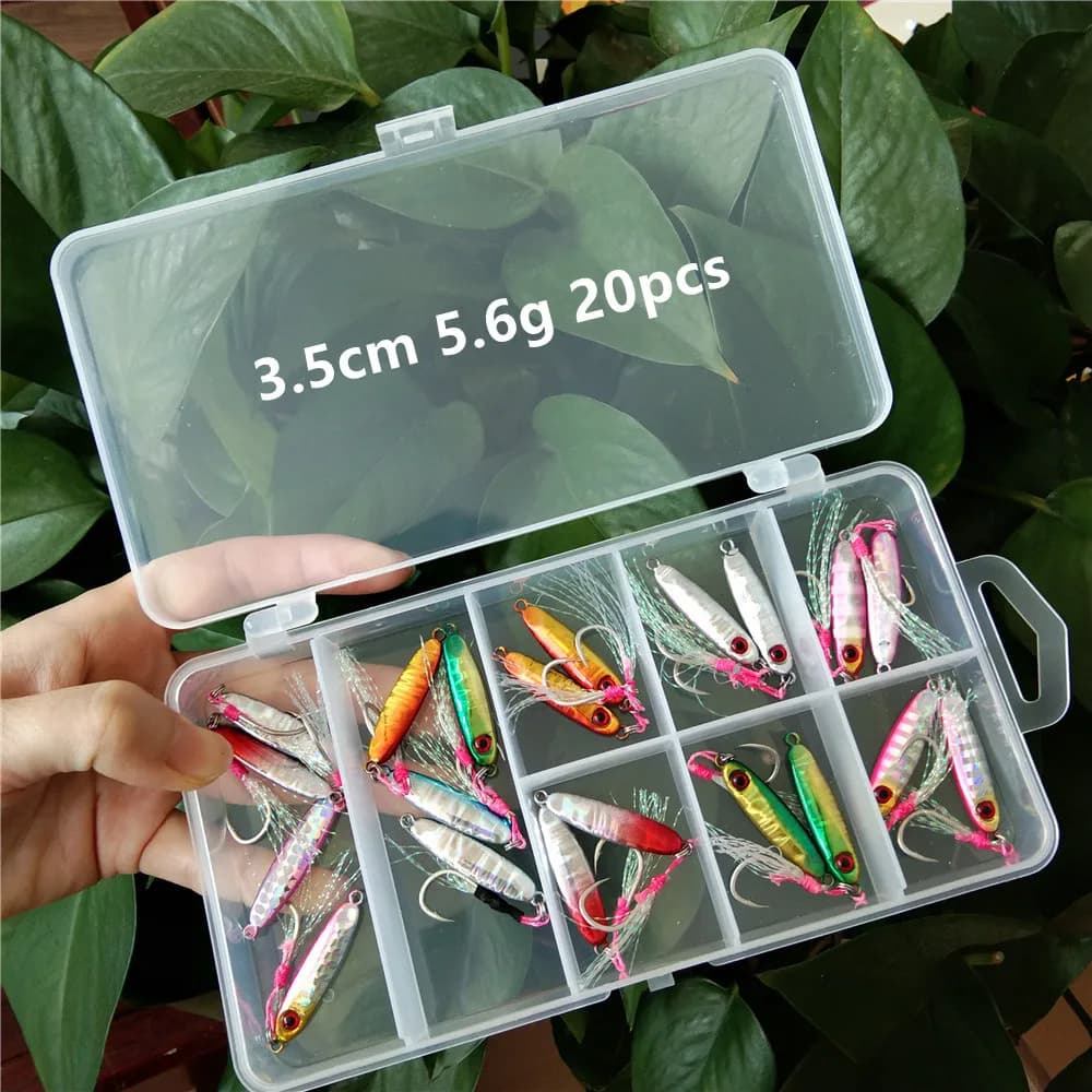 Swolfy 20 pz. 3,5 cm 5,6 g Jig in Metallo a Cucchiaio per Casting, Esche Artificiali in Piombo per la Pesca al Branzino, Attrezzatura Nuova