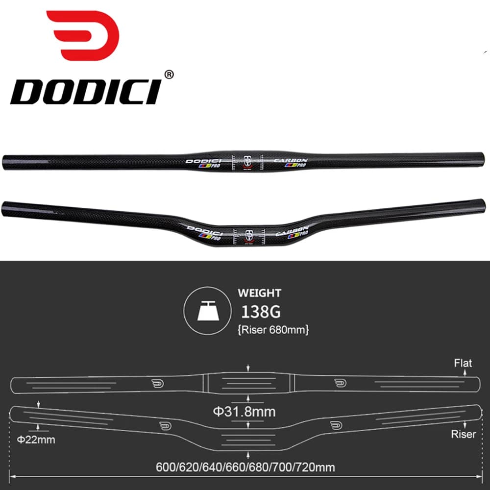 Accessori per manubrio in carbonio per bicicletta, maniglie per mountain bike leggere MTB, volante per bicicletta da ciclismo su strada BMX, 600-760MM