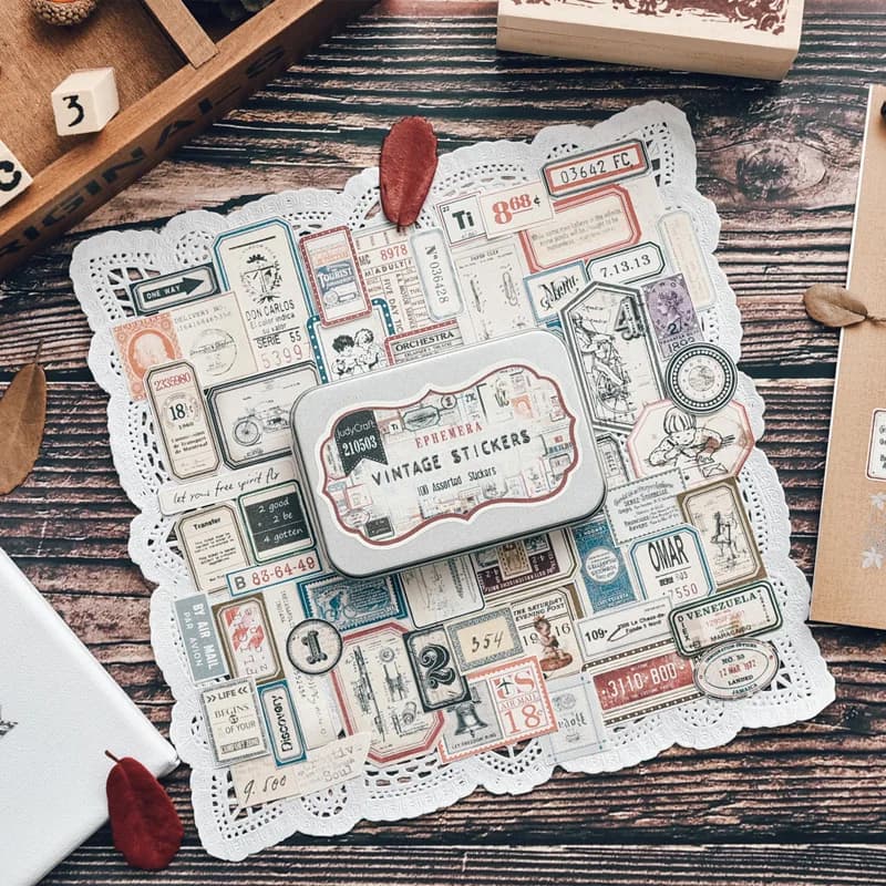 Vintage Ephemera Stickers Aesthetic Scrapbooking Supplies Diary Sketchbook Bookmark Label DIY Stickers Junk Journal Material