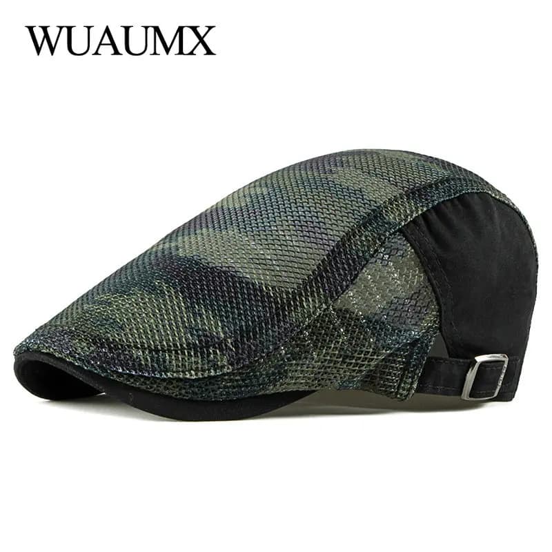 Unisex Summer Berets Hat Men Women Breathable Mesh Sun Visors Camouflage Beret Caps Net Herringbone Flat Cap Boina Hombre