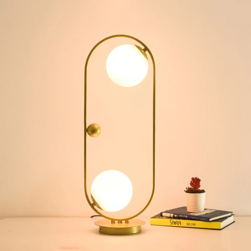 Moderna casa art deco lampada da tavolo lampada da comodino 2 lampada da luna in vetro lampada da tavolo a led in metallo dorato lampada da tavolo da studio per la lettura dell'ufficio
