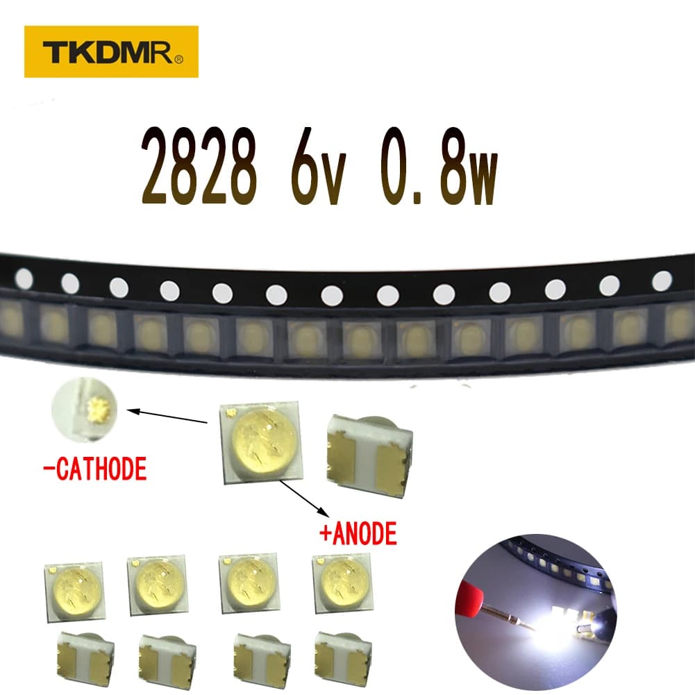 TKDMR 100/50/20Pcs 2828 LED SMD lampada perline di luce bianca fredda 6V 1W TV retroilluminazione striscia Bar riparazione TV migliore qualità lente sfera