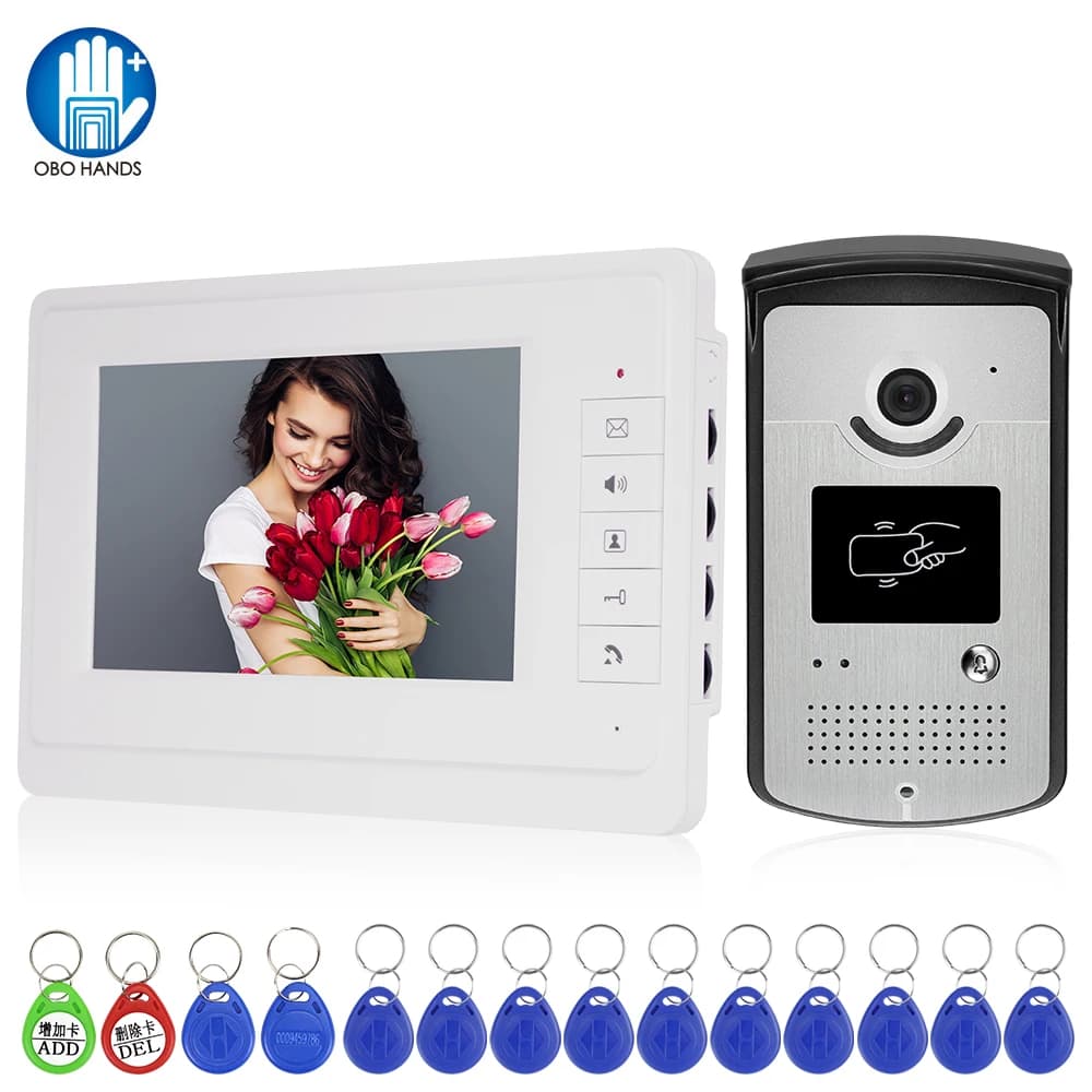 Sistema videocitofonico RFID domestico Videocitofono cablato Videocitofono Telecamera IR impermeabile Audio bidirezionale per il controllo degli accessi dell'appartamento