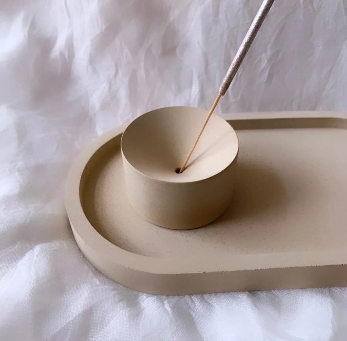 Round Incense Holder Concrete Mold, Incense Stick, Silicone Mold for Cement Design, Incense Burner, Oval Tray, Plaster Molds