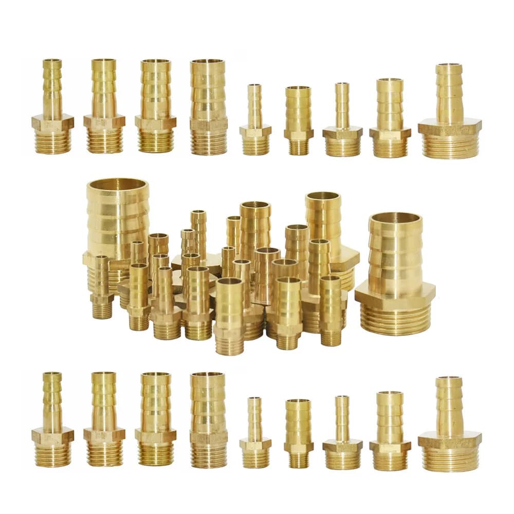 Pagoda connector in brass 6 8 10 12 16 19 25 32mm, Spine connector for tube Threaded 1/8 1/4 3/8 1/2 3/4 1 inch BSP, Brass pipe fitting