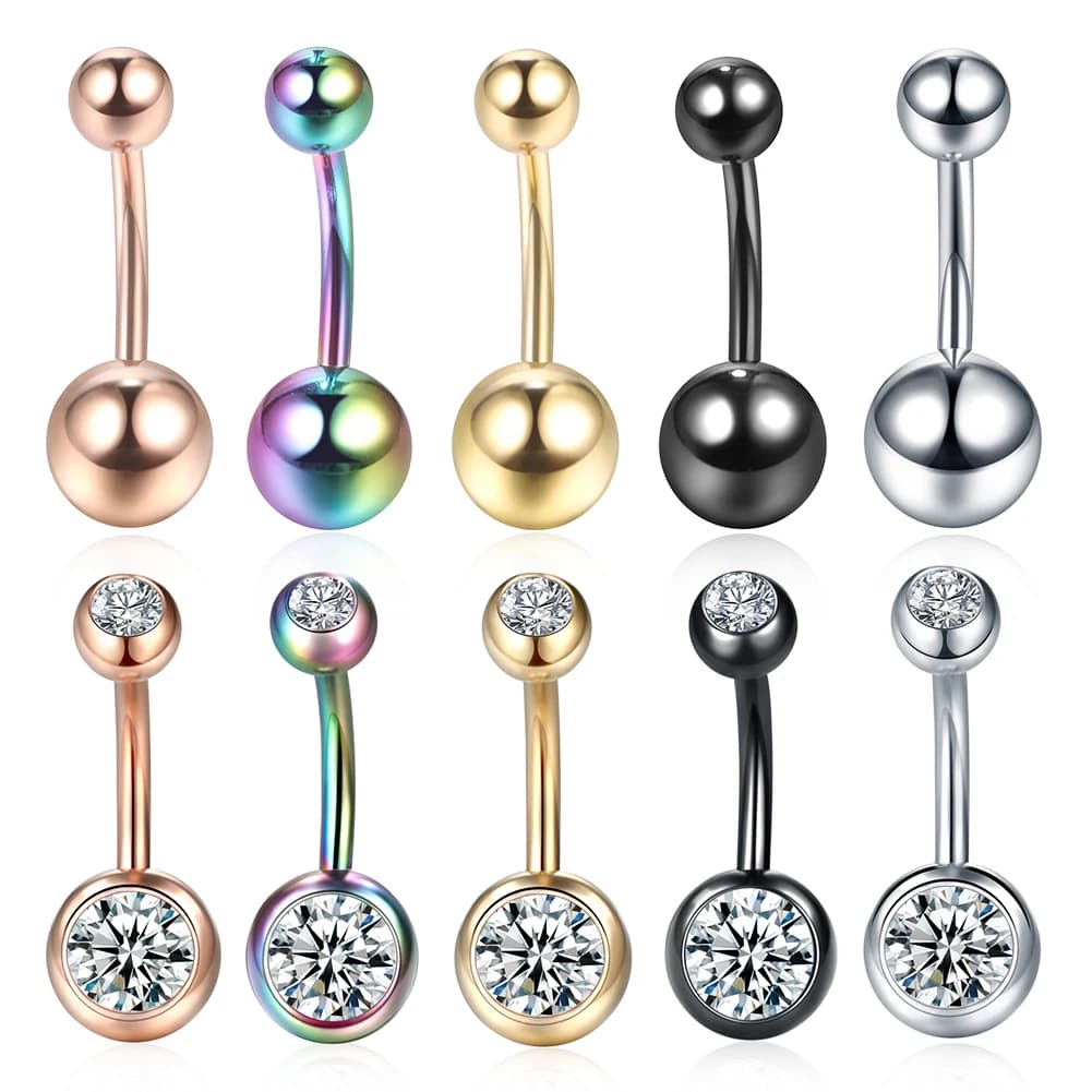 1PC 14G Rhinestone Piercing Navel Surgical Steel Belly Button Rings Navel Piercing Goth Ombligo Ball Nombril