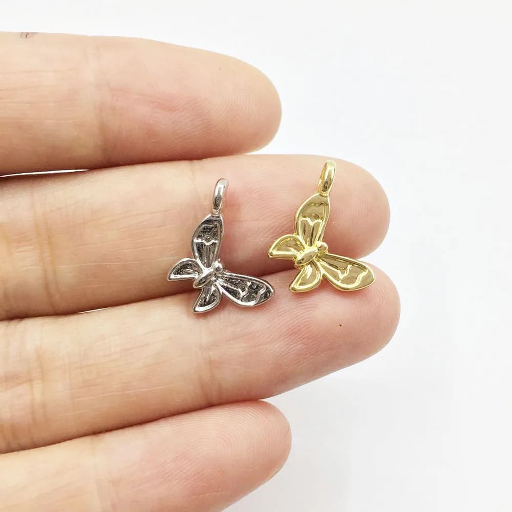 Eruifa Pretty 20pcs 12mm Butterfly Zinc Alloy Women Charms Wholesales Necklace,Earings Bacelet Jewelry DIY Handmade 2 Colors