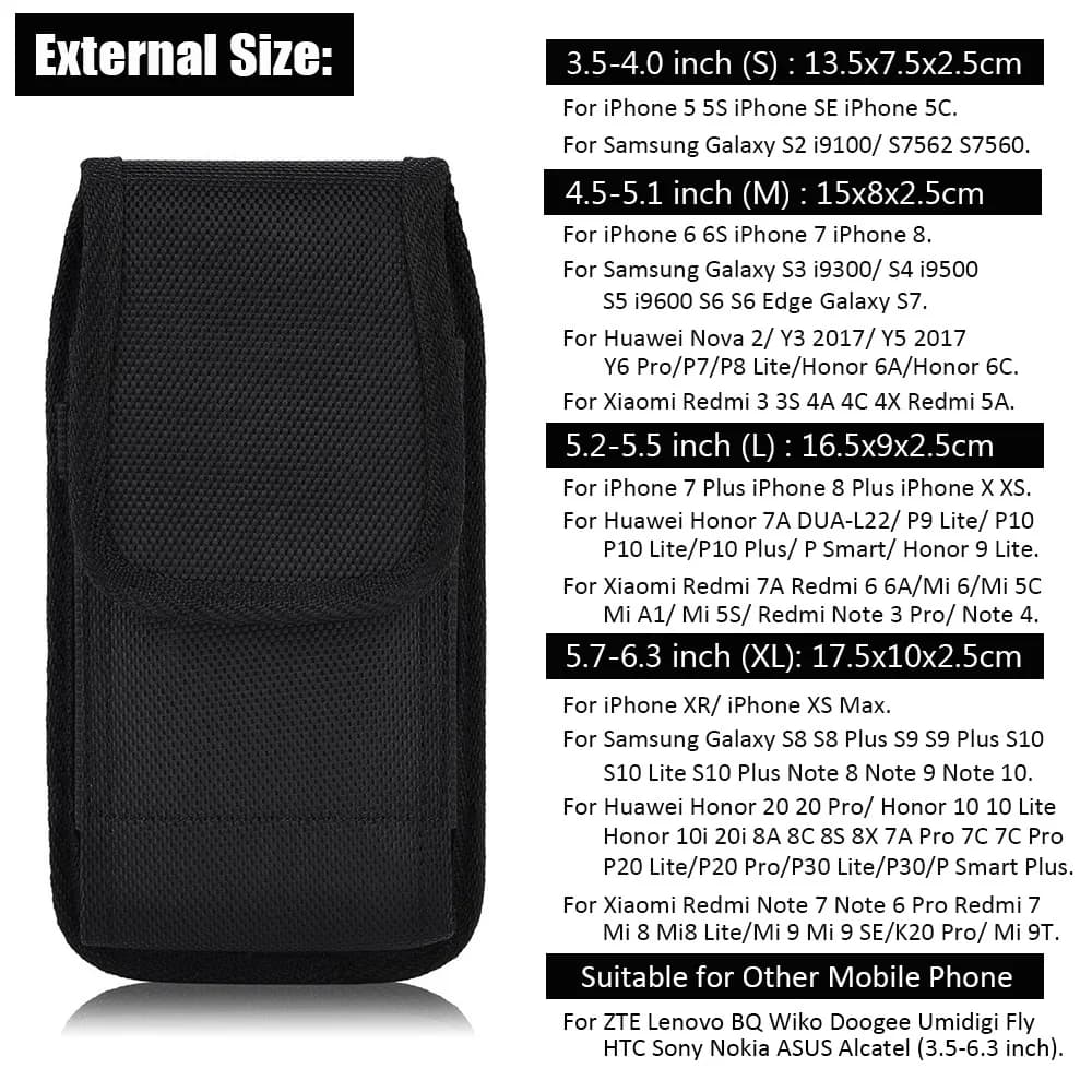 Custodia universale in Nylon per fondina per iPhone Samsung Huawei Xiaomi marsupio da uomo con Clip da cintura per telefoni cellulari da 3.5-6.3 pollici