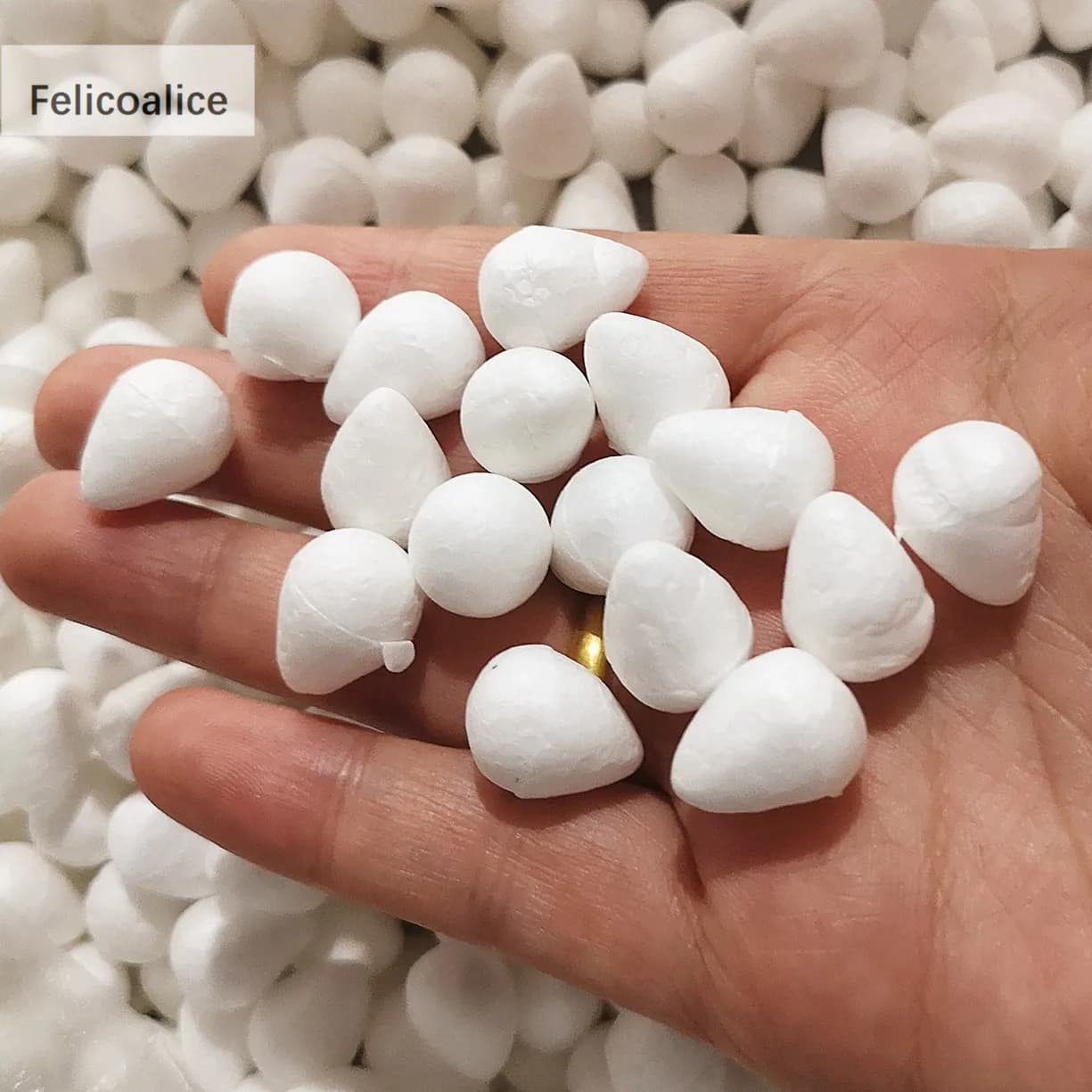 1/1.5/2/2.5/3/4/4.5/5cm goccia d'acqua modellazione a forma di polistirolo artigianato fiore cuore fai da te schiuma bianca fatta a mano boccioli di rosa mezze palline