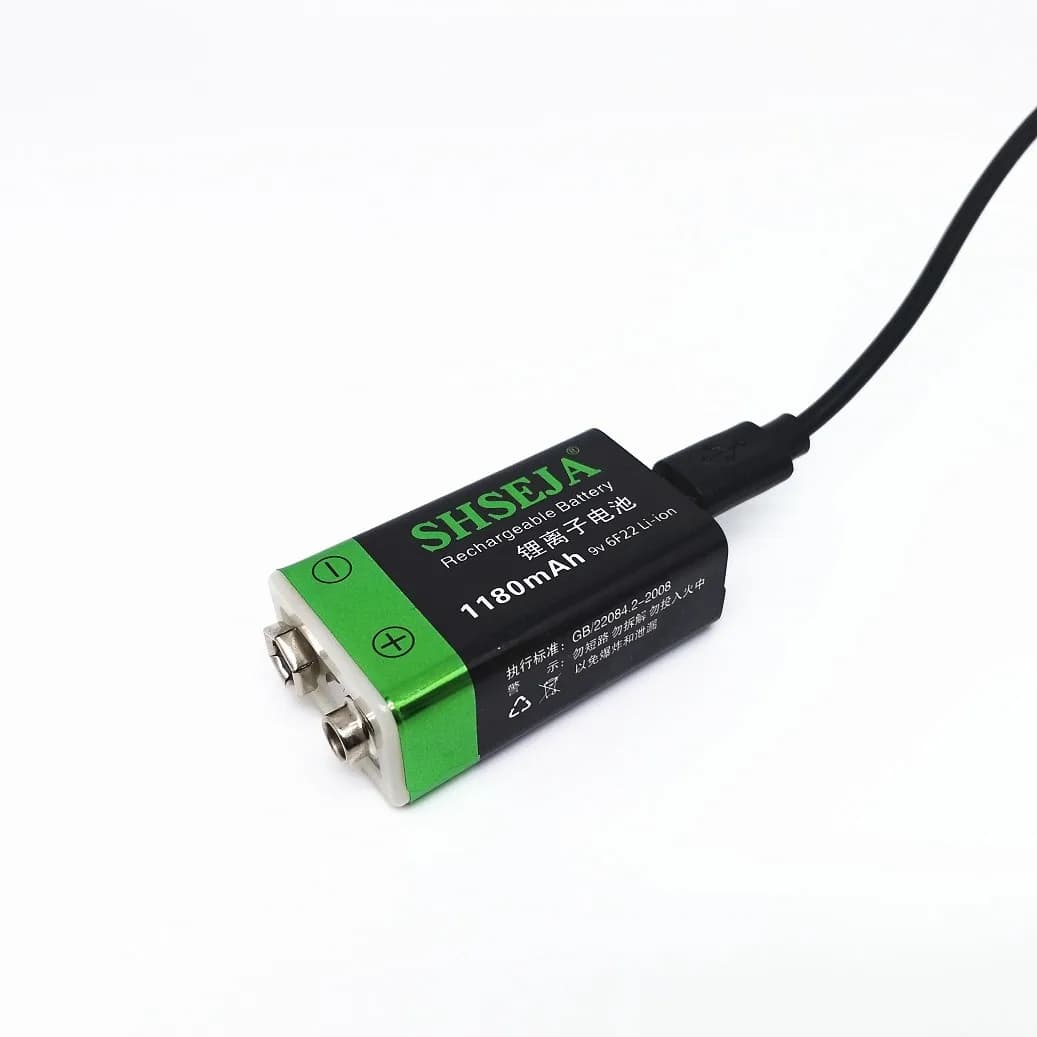 Batterie agli ioni di litio 6f22 9v della batteria ricaricabile di 1180MAH 9V usb per le batterie del metal detector ecc dell'allarme di fumo del multimetro