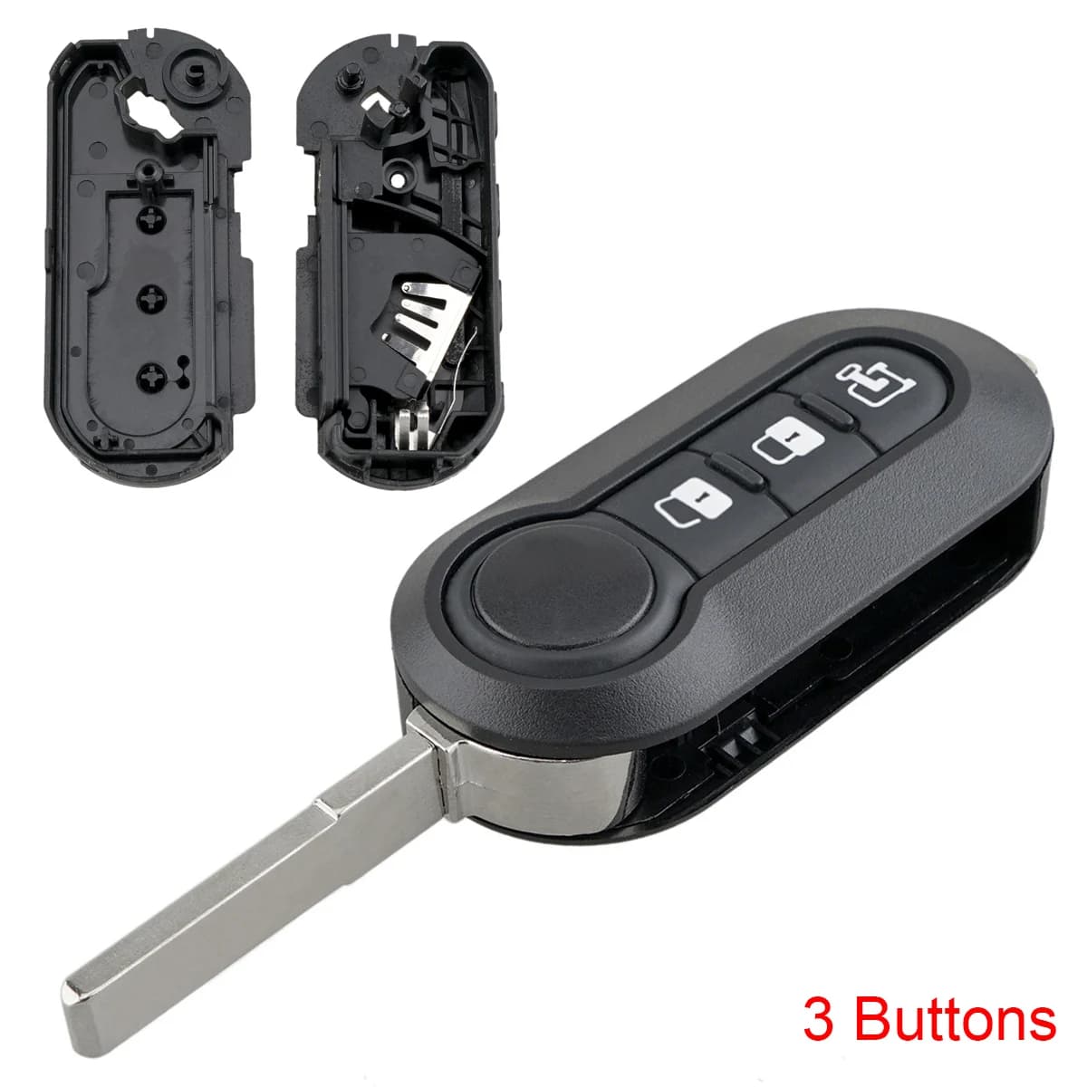 Sostituzione alloggiamento pieghevole per telecomando chiave auto a 3 pulsanti adatta per Fiat / Peugeot / Doblo / DUCATO / Panda / Punto