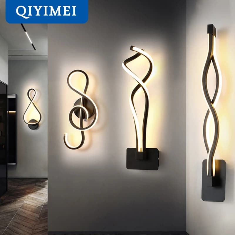 Lampade da parete moderne e minimaliste soggiorno camera da letto comodino lustro AC90V-260V LED Indoor nero bianco lampada corridoio illuminazione decorazione