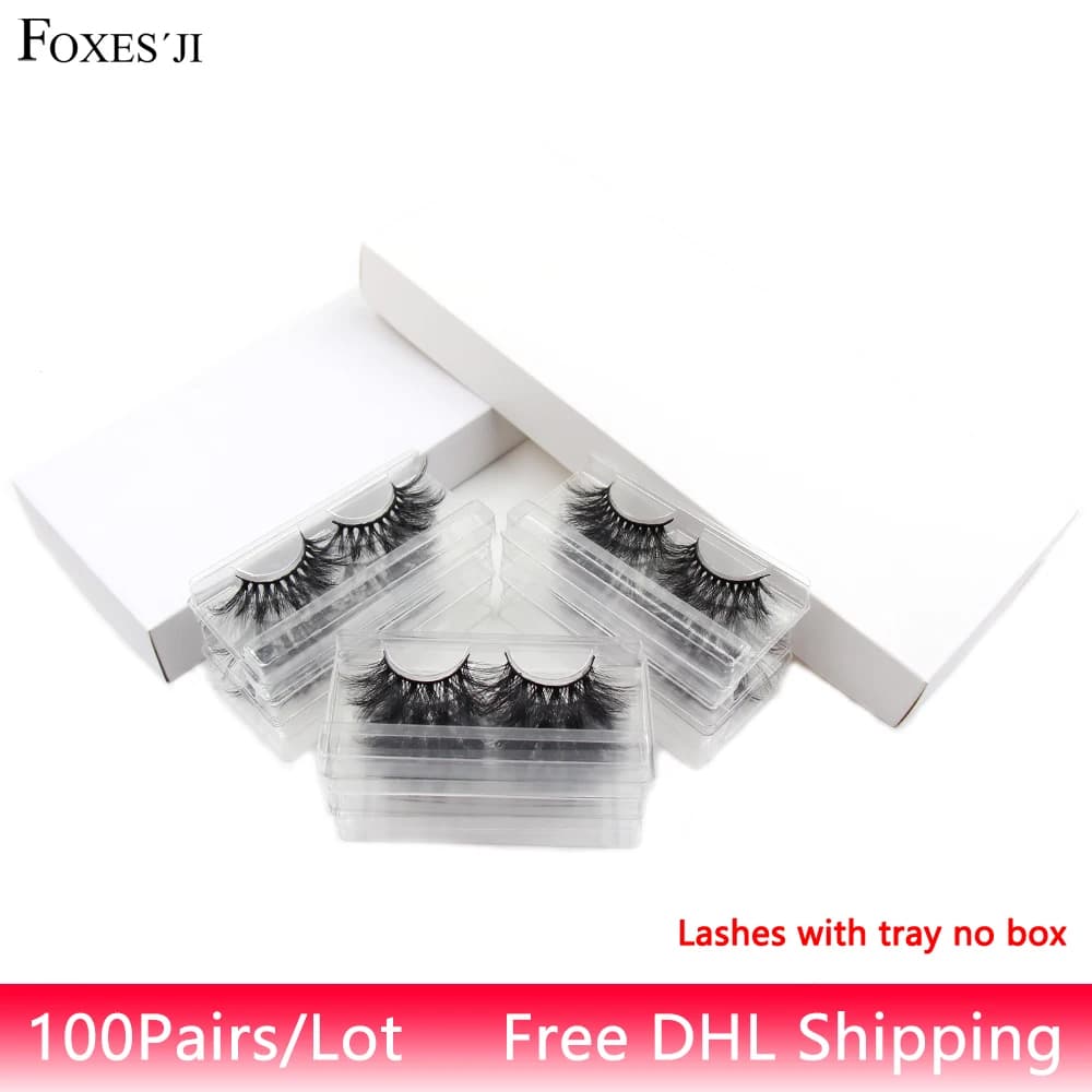 FOXESJI 100 pairs Facial Eyelashes Faux Eyelashes with Tray Without Box Reusable Soft Soft Extension Eyelash Natural Eyelash 3D