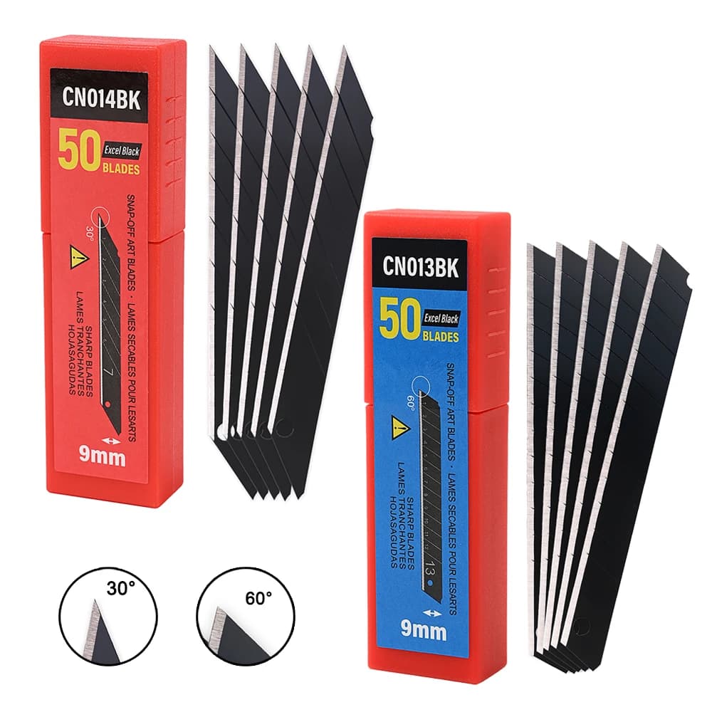 FOSHIO 100 pz Lame In Acciaio Al Carbonio Avvolgimento Pellicola Per Auto Finestre Tinta Adesivo Vinile Taglio Coltello A Scatto Sostituibile Lama di Taglio di Ricambio