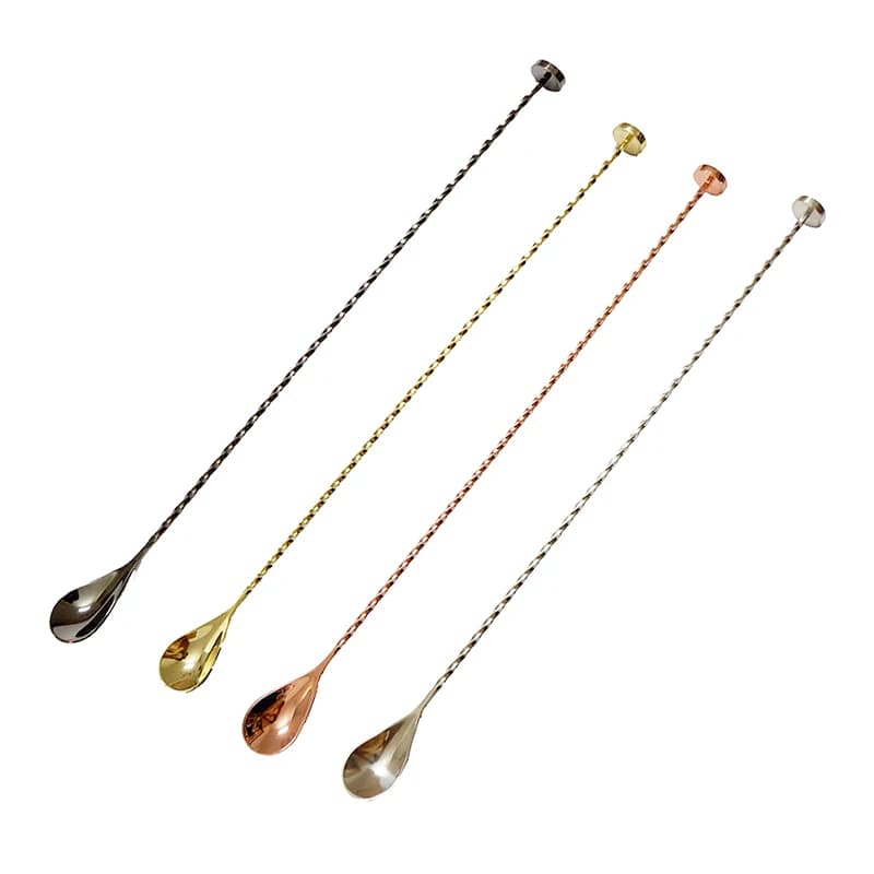 Cucchiaio da Bar in Acciaio Inox 30/40cm, Cucchiaio per Cocktail, Cucchiaio Miscelatore, Cucchiaio per Shaker con Motivo a Spirale, Placcato in Rame