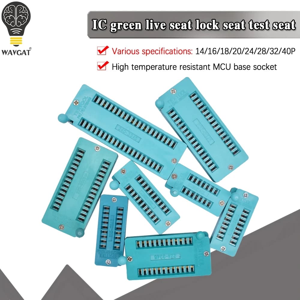 1pcs/lot 14 16 18 20 24 28 32 40 P Pin 2.54 MM Green DIP Universal ZIF IC Socket Test Solder Type IC lock seat zif socket