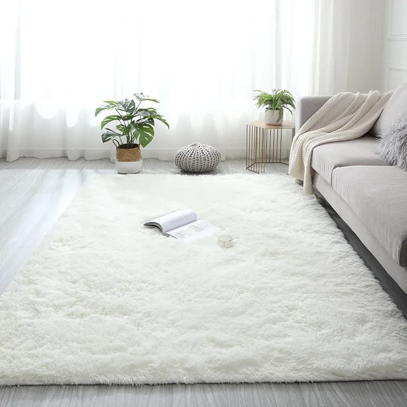 Tappeto in peluche adatto per soggiorno Tappeti bianchi morbidi e soffici Camera da letto Bagno Tappetino addensato antiscivolo Decorazione della stanza degli adolescenti