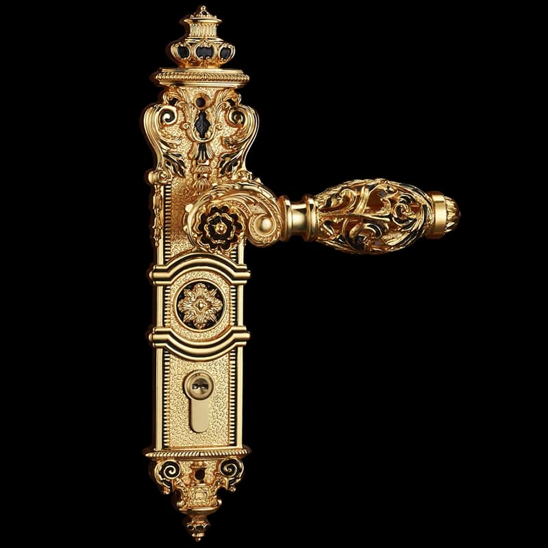 85mm Tutto in rame Scava fuori serratura silenziosa serratura per porta interna in legno maniglia serratura serratura per porta della stanza serratura per villa in stile europeo di lusso