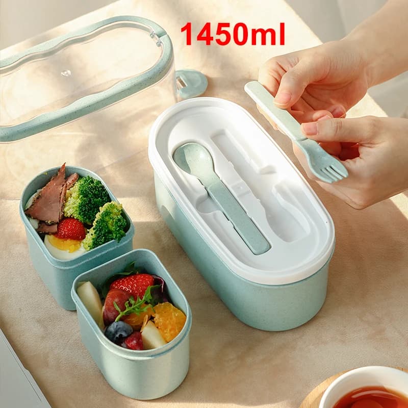 1450ML lunch box contenitore per alimenti alto eco friendly bento box lunch contenitore per alimenti giapponese lunchbox contenitore per pasti paglia di grano