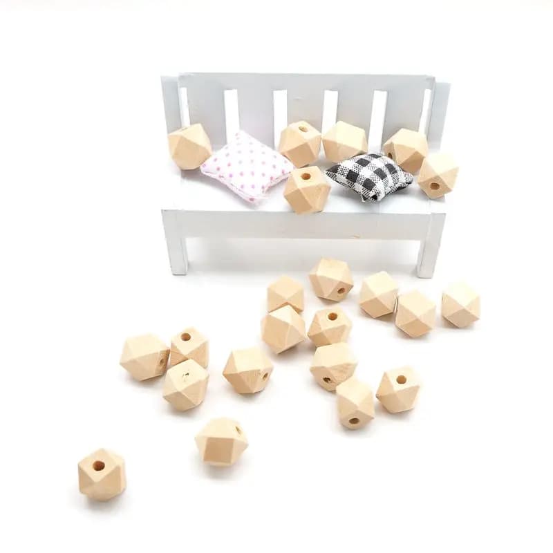 Chenkai 100 pz 12mm esagonale perline di legno naturale non finito massaggiagengive perline di dentizione in legno per la creazione di collane con penna perline