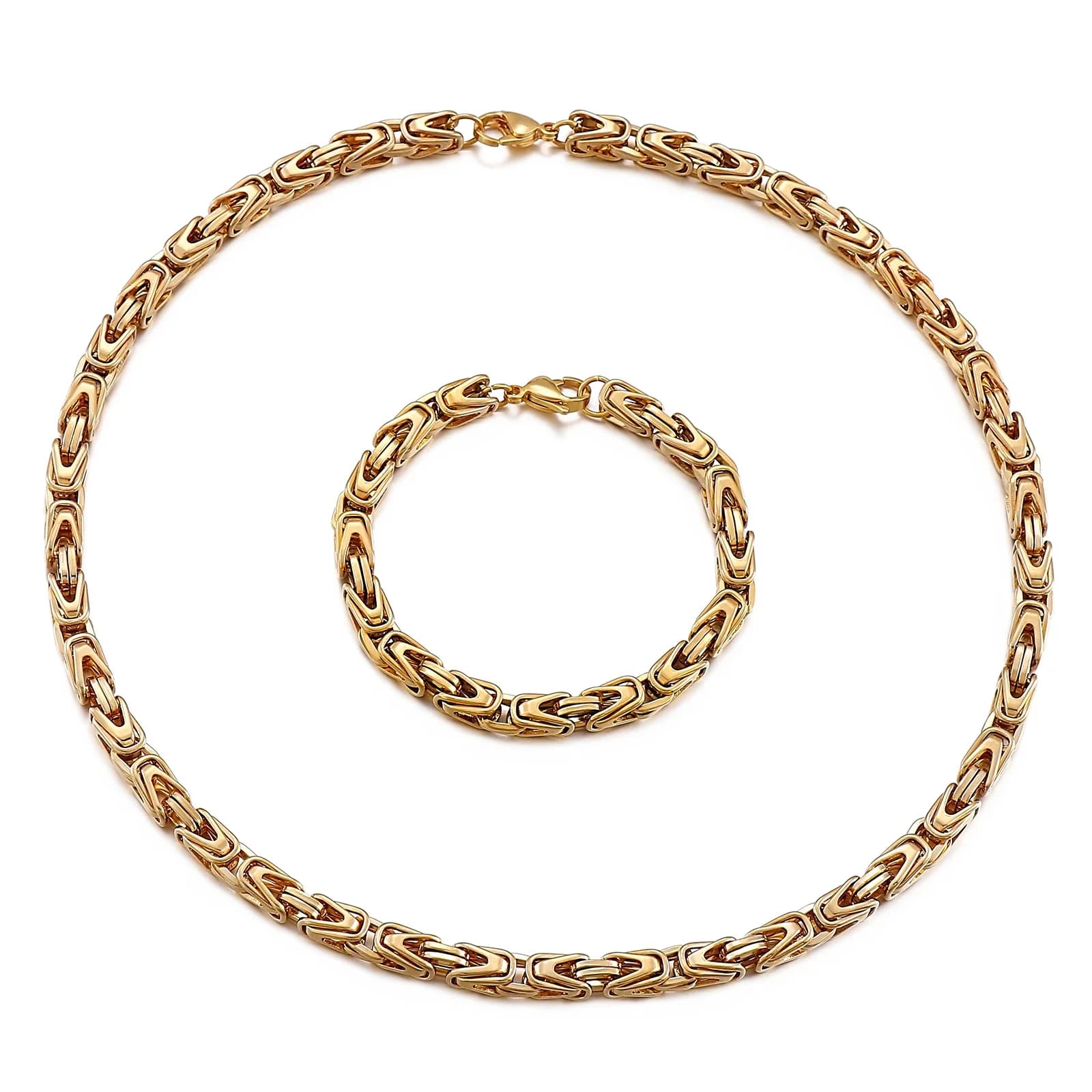 Bracciale da uomo a catena sottile da 6 mm Collana da donna Punk Cool Set di gioielli a catena lunga in acciaio inossidabile Accessori moda hip-hop